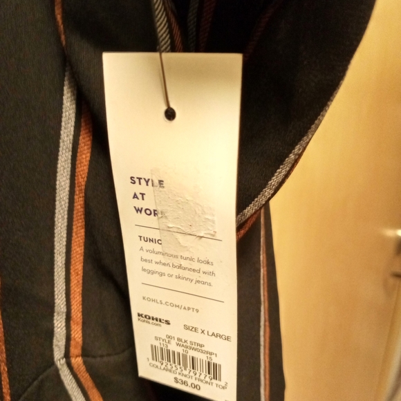 Black stripe Apt.9 blouse size XL - Picture 3 of 5